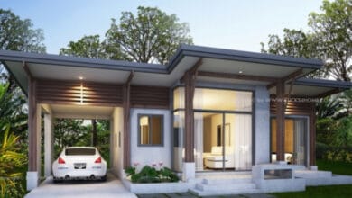 บ้านสไตล์โมเดิร์นชั้นเดียว พร้อมโรงจอดรถส่วนตัว