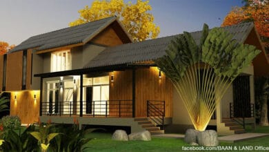 บ้านชั้นครึ่ง 3 ห้องนอน พื้นที่ 175 ตารางเมตร หลังคาทรงจั่ว