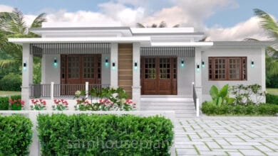 แบบบ้านโมเดิร์นชั้นเดียว พื้นที่ 132 ตร.ม. 3 ห้องนอน