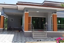 บ้านชั้นเดียวสไตล์โมเดิร์น พร้อมที่จอดรถและระเบียงบ้าน 2 ห้องนอน 2 ห้องน้ำ พื้นที่ 120 ตร.ม.