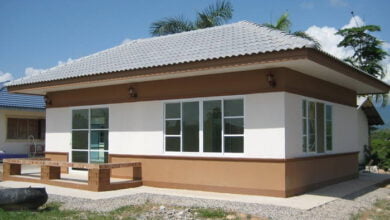 แบบบ้านหลังคาทรงปั้นหยา พื้นที่ใช้สอย 35.75 ตร.ม. 350,000 บาท