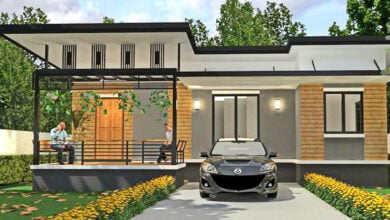 แบบบ้านน็อคดาวน์โครงสร้างคอนกรีต สไตล์โมเดิร์น งบไม่เกิน 500,000 บาท