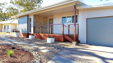 แบบบ้านน็อคดาวน์ ยื่นพื้นระเบียงบ้าน แยกออกมา