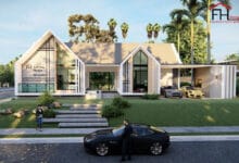 แบบบ้านสไตล์โมเดิร์นชั้นเดียว ให้กลิ่นอายแบบมินิมอล 3 ห้องนอน 3 ห้องน้ำ พื้นที่ 187 ตร.ม