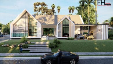 แบบบ้านสไตล์โมเดิร์นชั้นเดียว ให้กลิ่นอายแบบมินิมอล 3 ห้องนอน 3 ห้องน้ำ พื้นที่ 187 ตร.ม