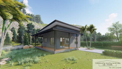 แบบบ้านโมเดิร์นลอฟท์ มาพร้อมกับระเบียงตัวแอลสามารถชมวิวรอบบ้านได้ดีมากขึ้น