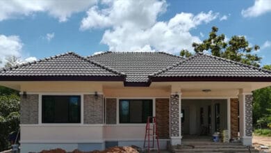 บ้านชั้นเดียว แบบคอนเทมโพรารี่ พื้นที่ใช้สอยรวม 100 ตร.ม 3 ห้องนนอน 2 ห้องน้ำ