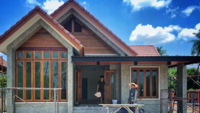 แบบบ้านชั้นเดียว ยกพื้นสูง 3 ห้องนอน 1 ห้องน้ำ ขนาดพื้นที่ 90.0 ตารางเมตร