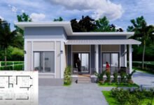 แบบบ้านโมเดิร์นกระทัดรัดฟรี ขนาดพื้นที่ 81 ตารางเมตร 2 ห้องนอน 1 ห้องน้ำ