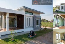 แบบบ้านสไตล์โมเดิร์น ชั้นเดียว 3 ห้องนอน 3 ห้องน้ำ พื้นที่ 120 ตร.ม