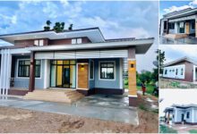 บ้านสไตล์โมเดิร์น 3 ห้องนอน 2 ห้องน้ำ หลังคาทรงเพิงแหงนโทนสีเทา