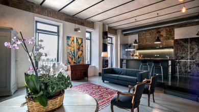 การออกแบบห้องครัวและห้องนั่งเล่นร่วมกัน