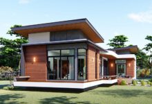 แบบบ้านชั้นเดียวสไตล์โมเดิร์นหน้ากว้าง 1