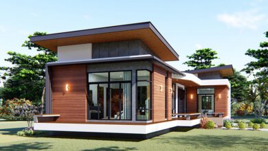 แบบบ้านชั้นเดียวสไตล์โมเดิร์นหน้ากว้าง 1