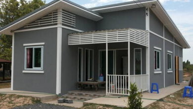 บ้านชั้นเดียวโทนสีเทา