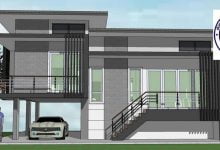 แบบบ้านสไตล์โมเดิร์นขนาดชั้นครึ่ง