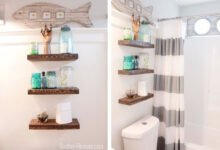 12 ชั้นวางของแบบลอยขนาดเล็กตรงโถวสุขภัณฑ์